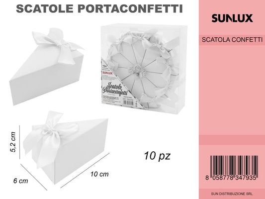 Kit 10 Scatole Portaconfetti Bianca Torta 10*6*5.2CM