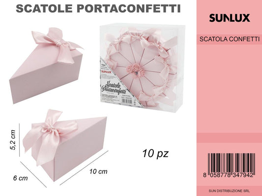 Kit 10 Scatole Portaconfetti Rosa Torta 10*6*5.2CM
