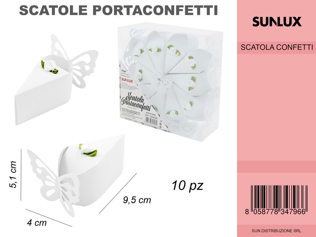 Kit 10 Scatole Portaconfetti Bianca Torta 9.5*4*5.1CM