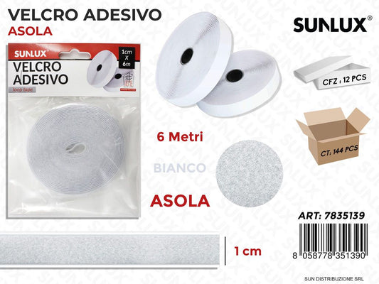 Velcro Adesivo Asola Bianco 1CM*6MT