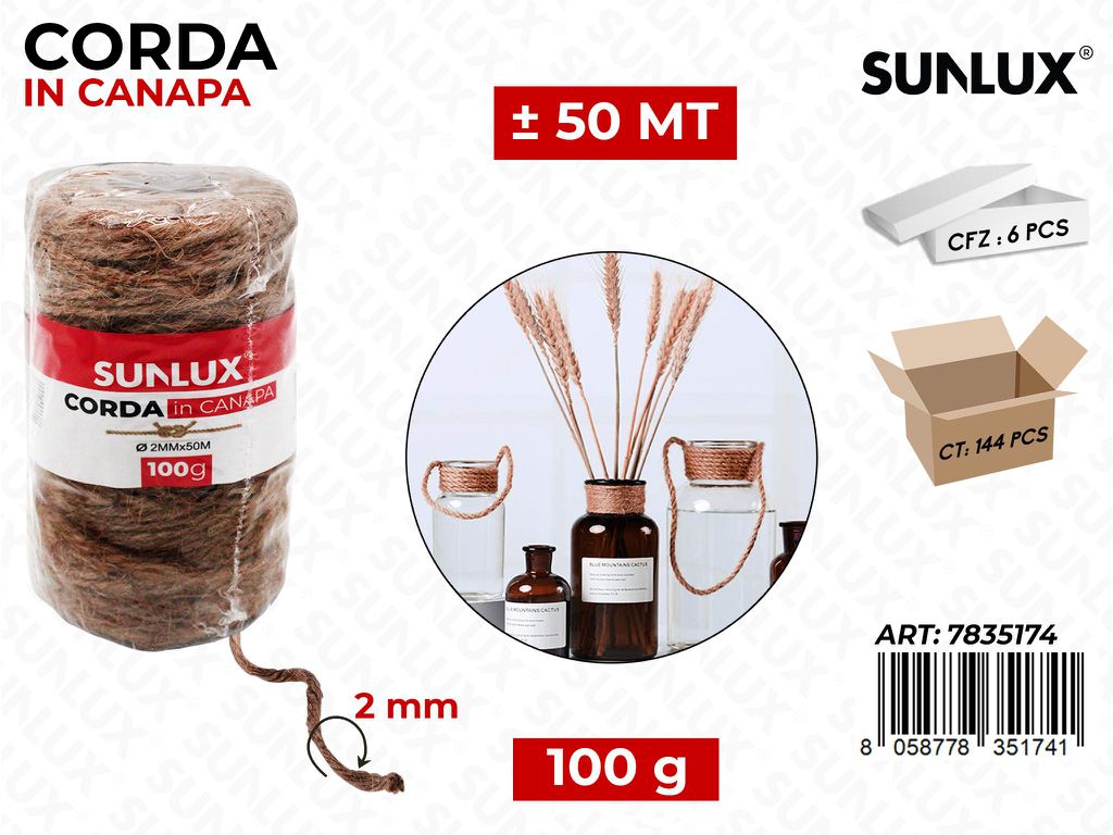 Corda in Canapa 2MM*50MT 100GR