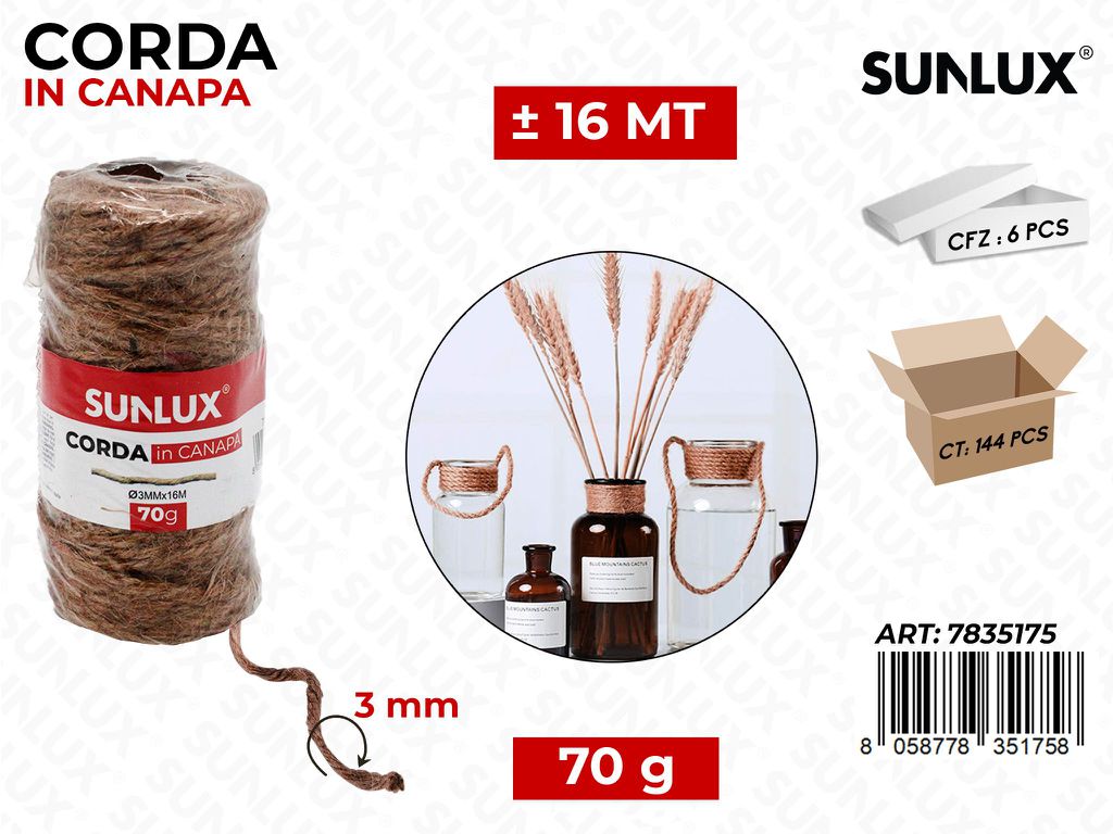 Corda in Canapa 3MM*16MT 70GR