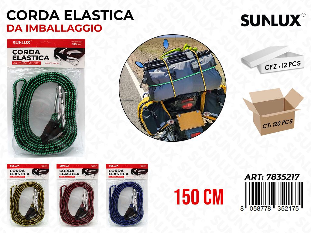 Corda Elastica Imballaggio Ass. 150CM