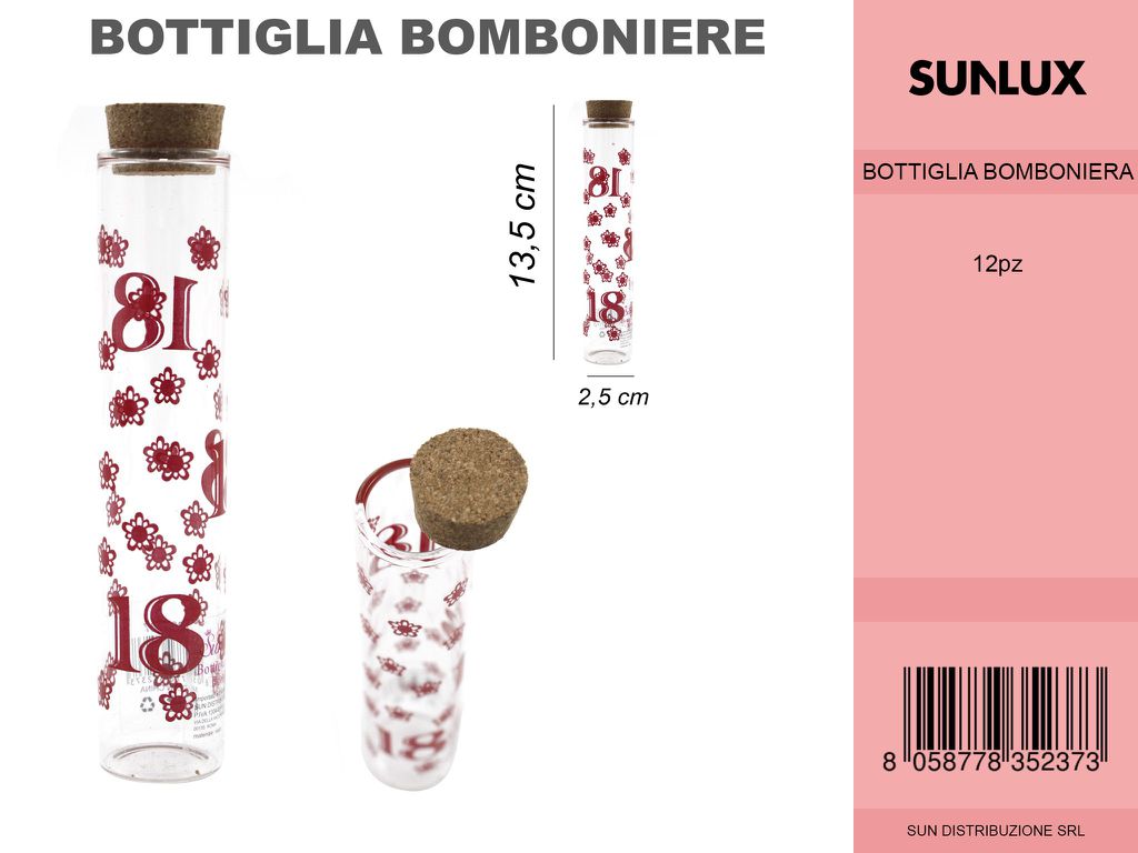 Bottiglia Bomboniere 18 Anni Rosso 13.5*2.5CM