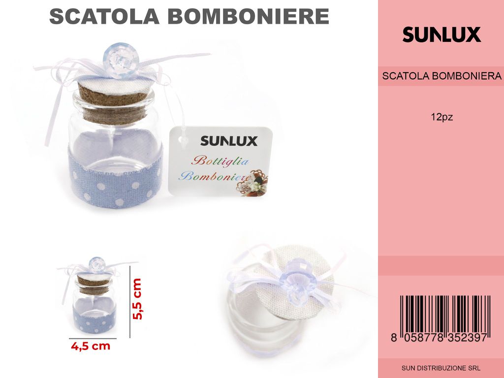 Bottiglia Bomboniere c/Ciuccio Celeste 5.5CM