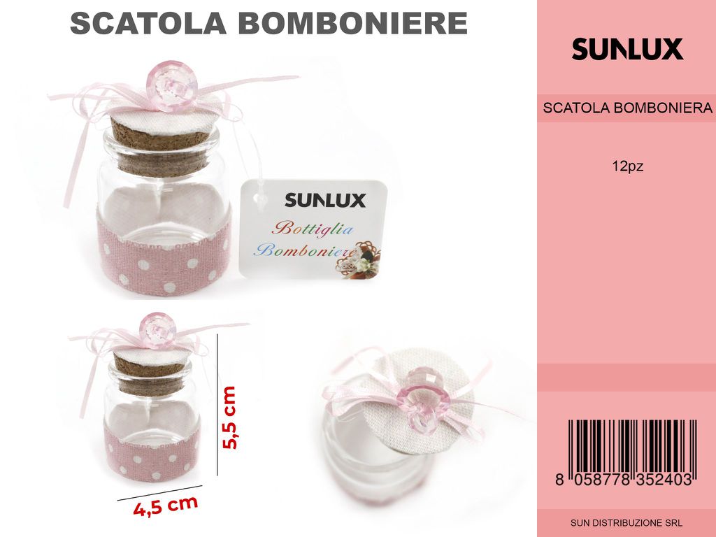 Bottiglia Bomboniere c/Ciuccio Rosa 5.5CM