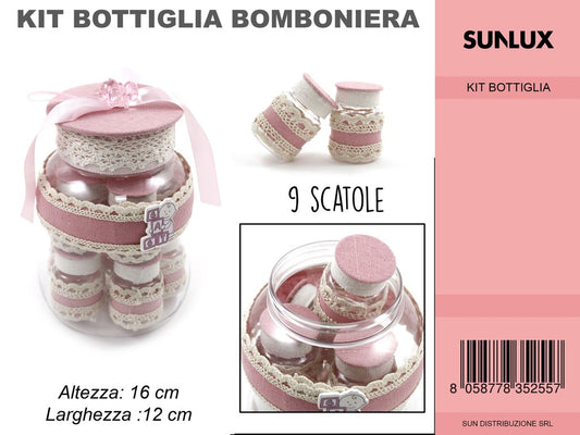 Kit 9PC Bottiglia Bomboniere Baby Rosa 16*12CM