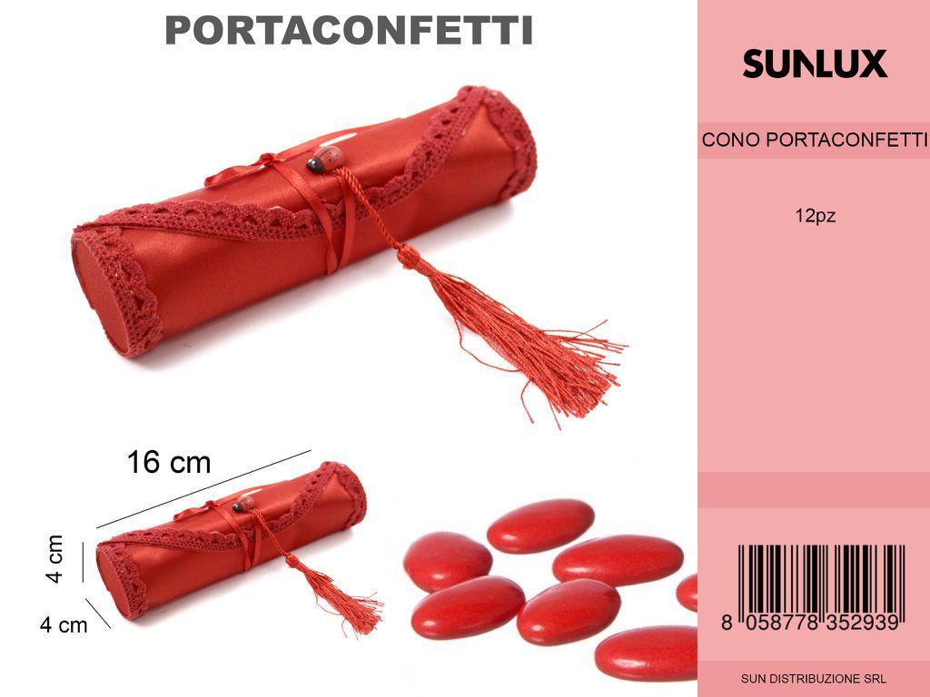 Portaconfetti Laurea Rosso 4*4*16CM
