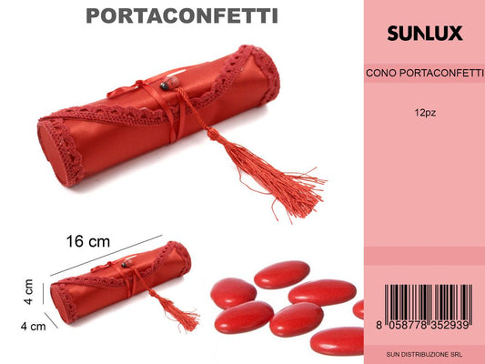 Portaconfetti Laurea Rosso 4*4*16CM