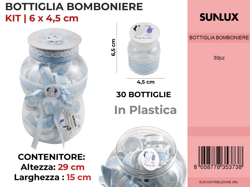 Kit 30 Pc Bomboniere in Bottiglia Celeste 29*15CM