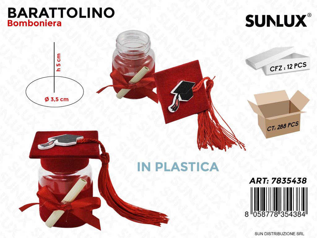 Barattolino Bomb.rosso Laurea 3.5*5CM