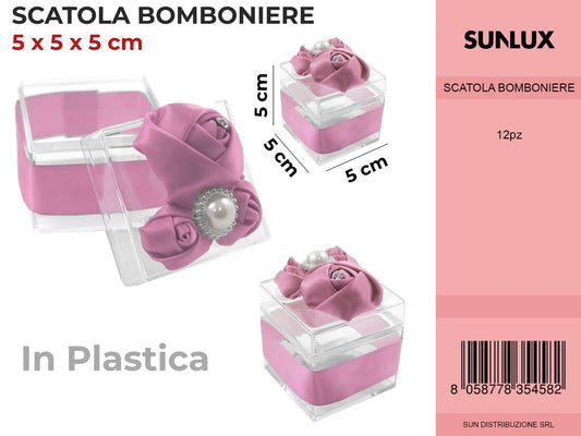 Scatola Bomboniere Rosa Quadrata 5*5*5CM