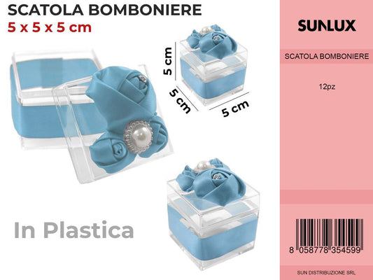 Scatola Bomboniere Celeste Quadrata 5*5*5CM