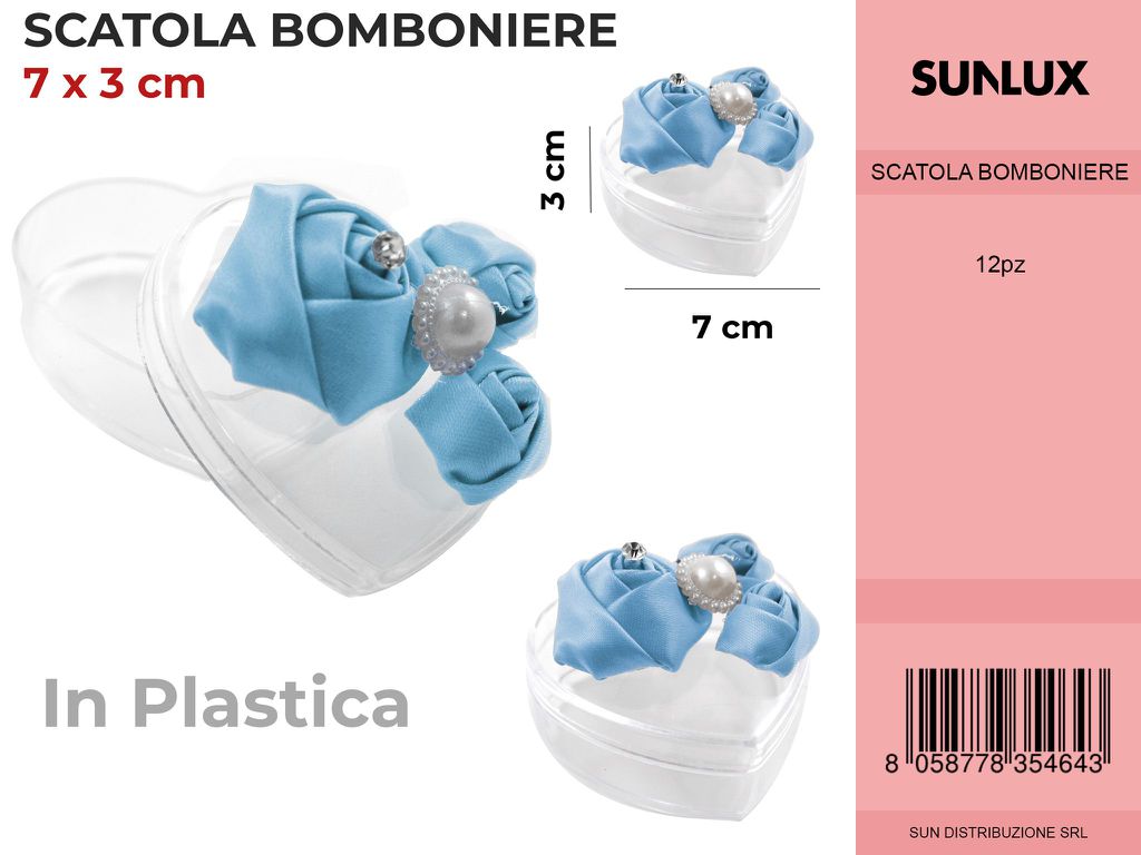 Scatola Bomboniere Celeste Cuore 7*3CM