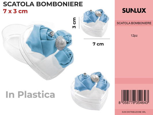 Scatola Bomboniere Celeste Cuore 7*3CM