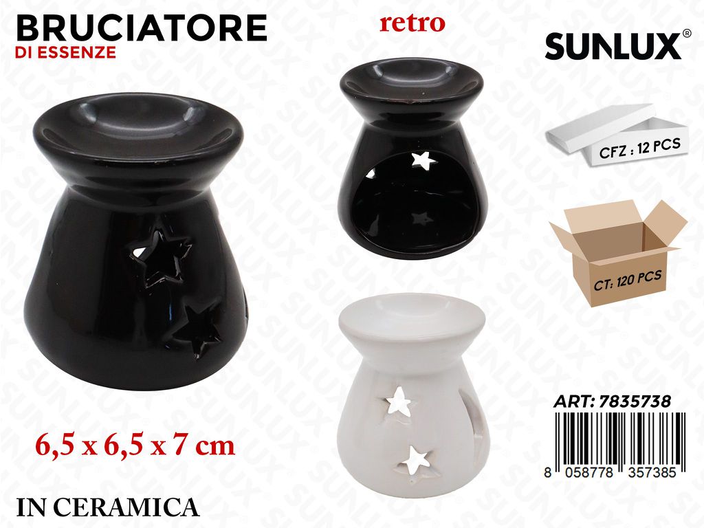 Sunlux Bruciatore di Essenze Ceramica 6.5*6.35*7CM Ass.