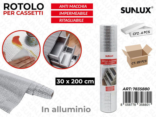 Sunlux Rot. Alluminio per Cassetti 30*200CM