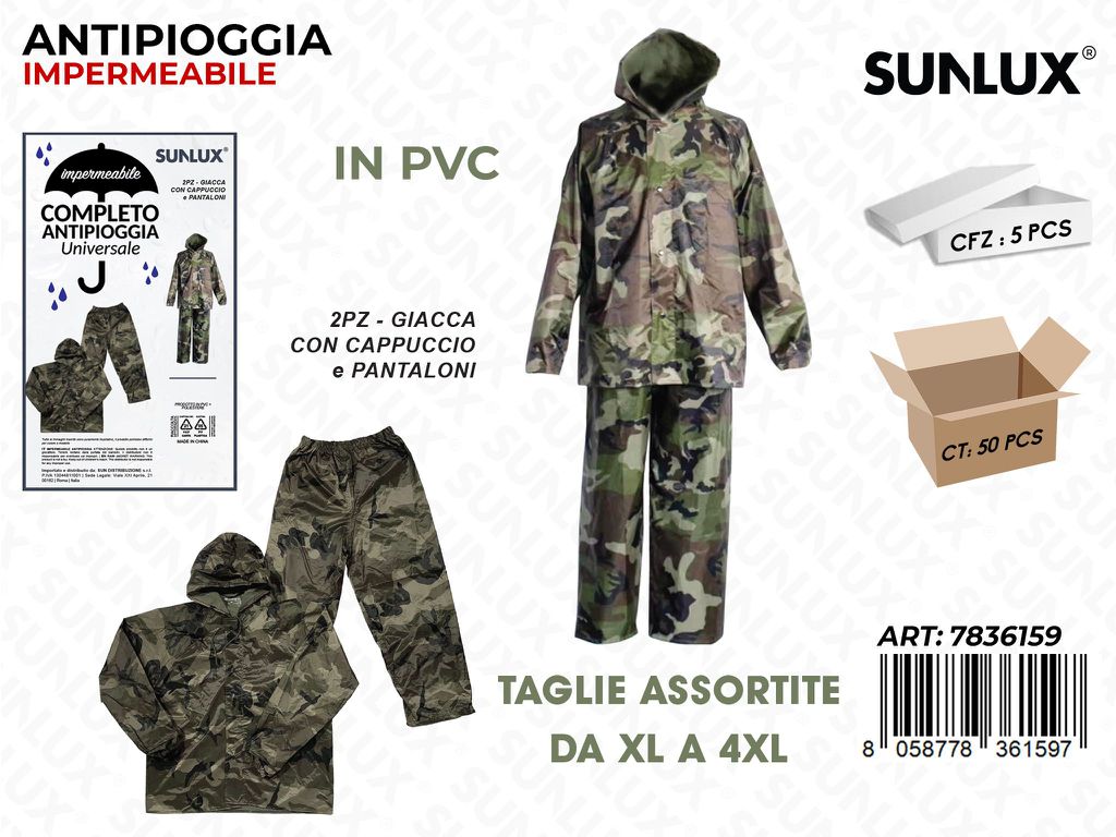 Sunlux Completo Antipioggia Tg. Ass. 2PCS