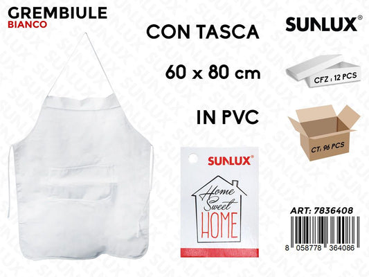 Sunlux Grembiule Bianco Pvc c/Tasca 60*80
