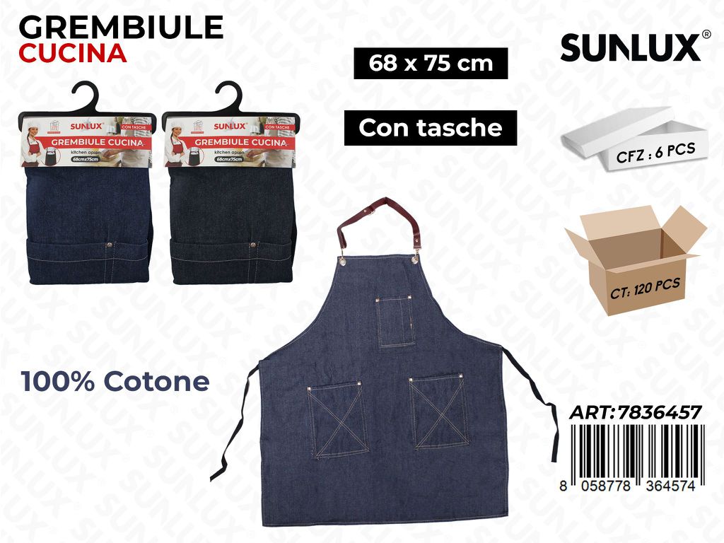 Grembiule da Cucina c/ Tasche 68*75CM