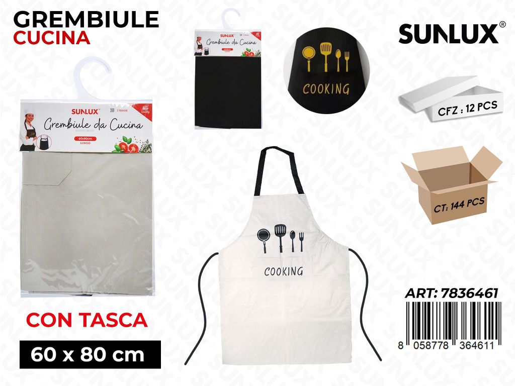 Sunlux Grembiule Cucina c/Tasca Ass. 60*80CM