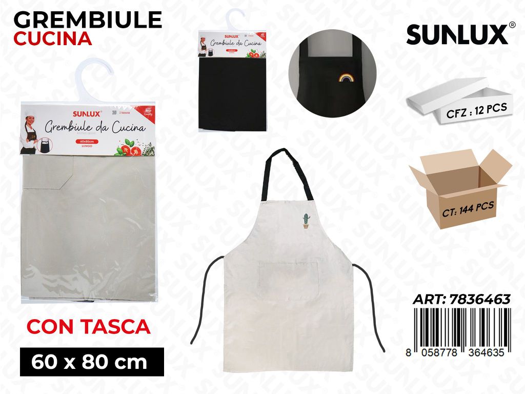 Sunlux Grembiule Cucina c/Tasca Ass. 60*80CM