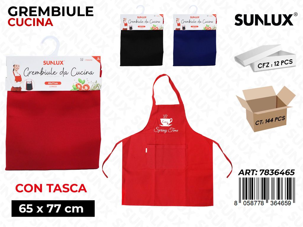 Sunlux Grembiule Cucina c/Tasca Ass. 65*77CM