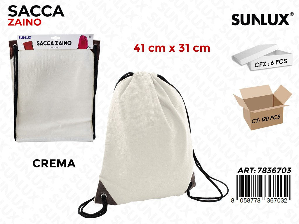 ZAINO A SACCO CREMA 41*31CM /PZ DA 6**