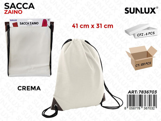 ZAINO A SACCO CREMA 41*31CM /PZ DA 6**