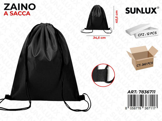 ZAINO A SACCA NERO 34.5*40.5CM /PZ DA 12**