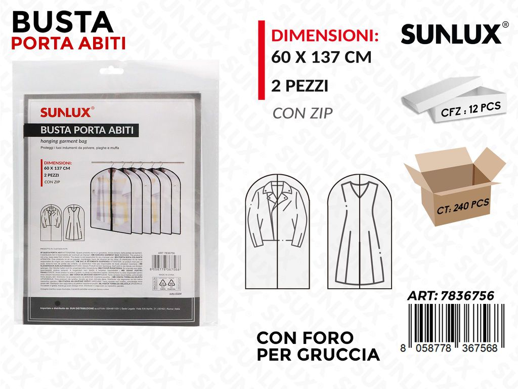 Busta Porta Abiti 2PCS 60*137CM
