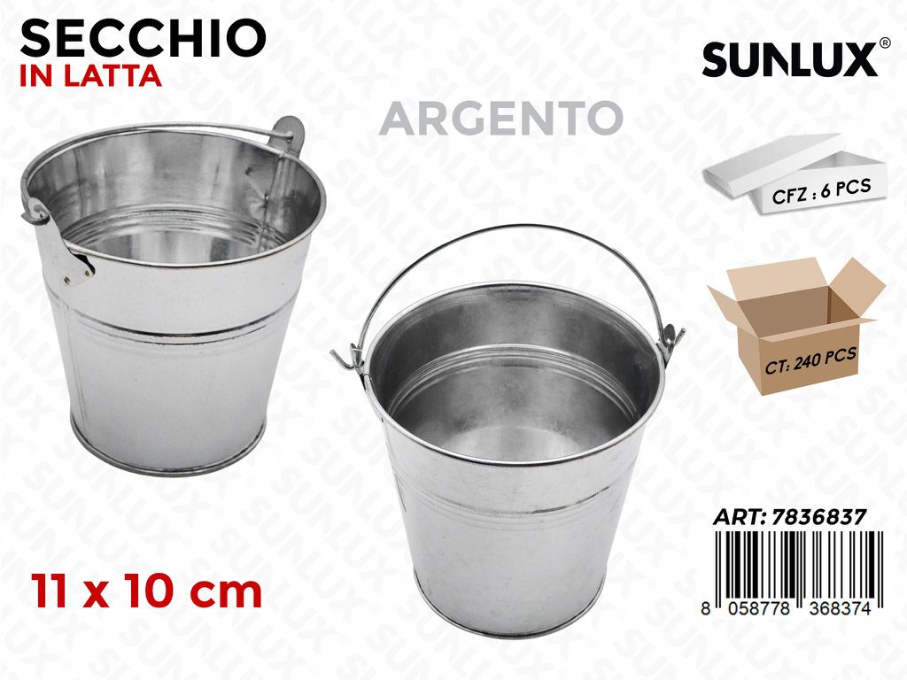 Secchio in Latta Argento 11*10CM /Pz da 6/12