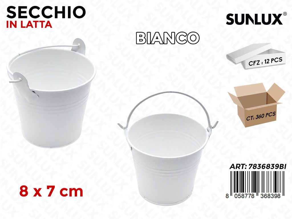 SECCHIO IN LATTA BIANCO 8*7 CM /PZ DA 12**