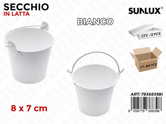 SECCHIO IN LATTA BIANCO 8*7 CM /PZ DA 12**