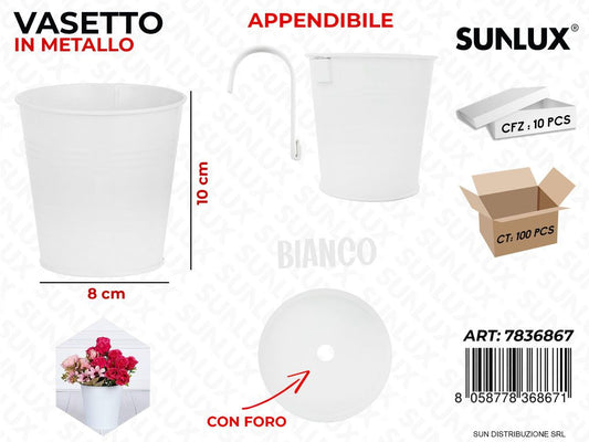 Vasetto Portafiori in Metallo Bianco 8*10CM