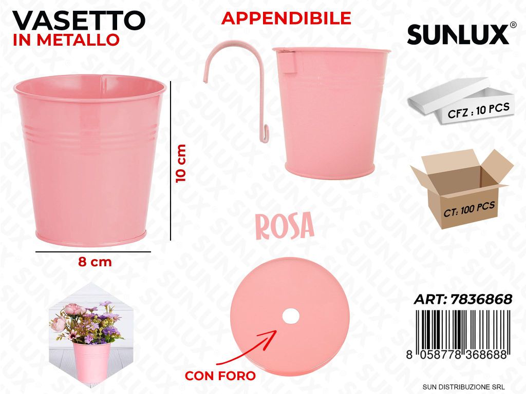 Vasetto Portafiori in Metallo Rosa 8*10CM
