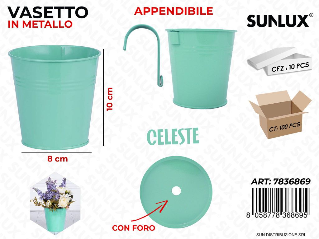 VASETTO PORTAFIORI IN METALLO CELESTE 8*10CM /PZ DA 10**
