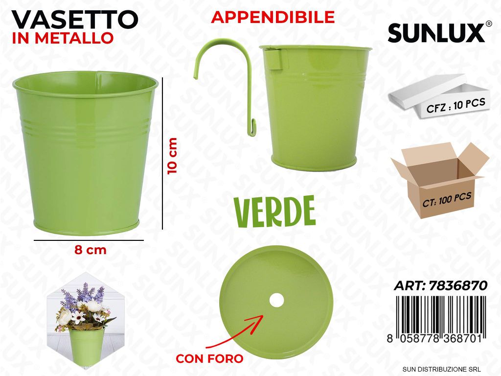 Vasetto Portafiori in Metallo Verde 8*10CM
