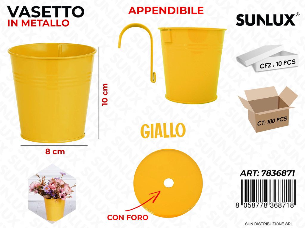 Vasetto Portafiori in Metallo Giallo 8*10CM