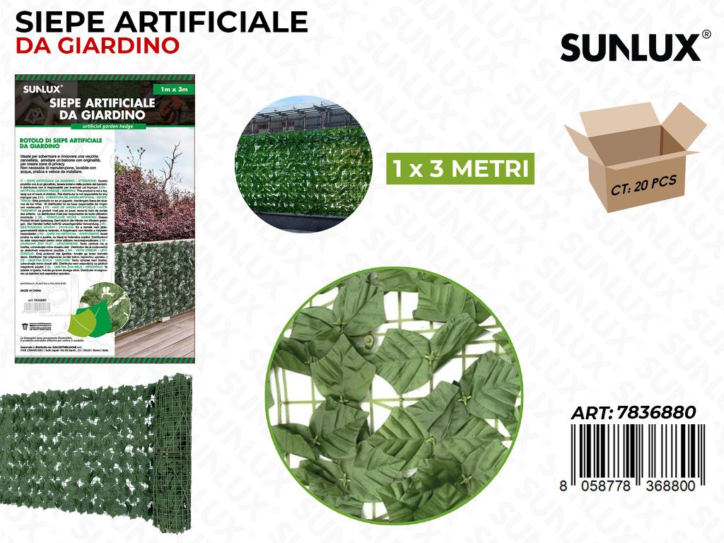Sunlux Siepe Artificiale da Giardino 1*3MT