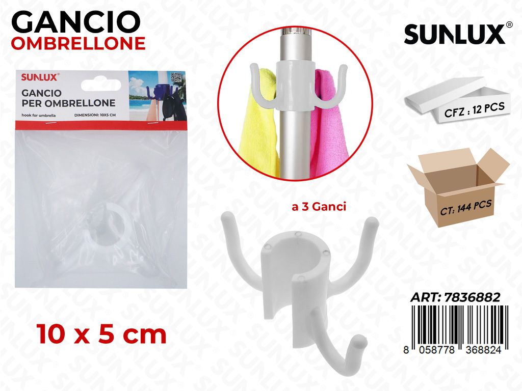 Sunlux Gancio Ombrellone 3GANCI 10*5CM