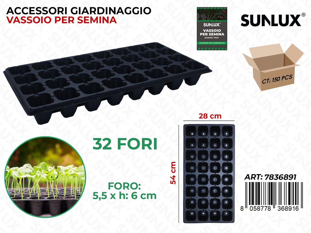 Sunlux Vassoio per Semina 32FORI 54*28CM