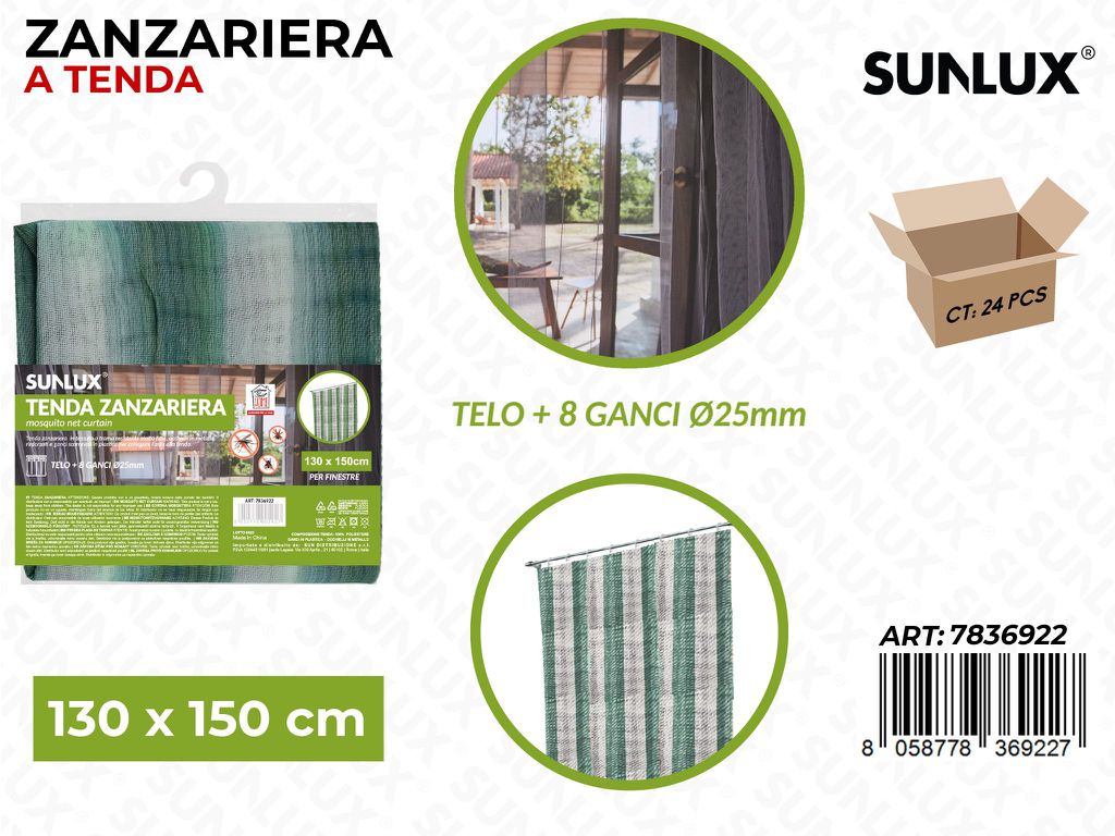Sunlux Tenda Zanzariera c/Ganci 130*150CM