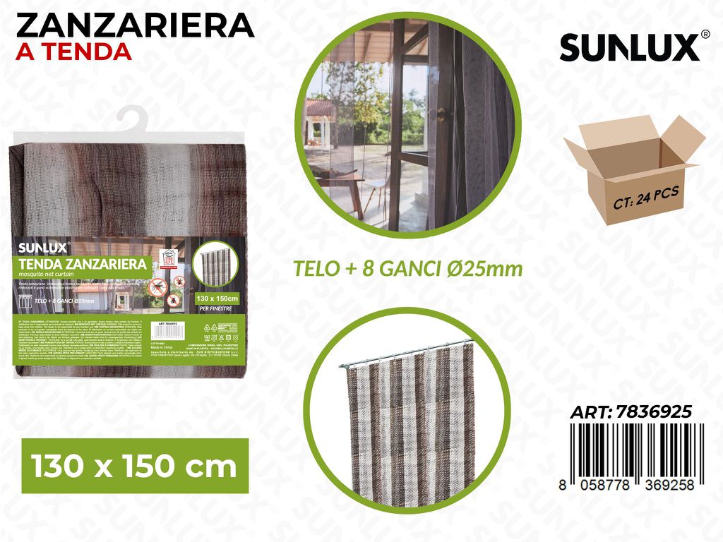 Sunlux Tenda Zanzariera c/Ganci 130*150CM