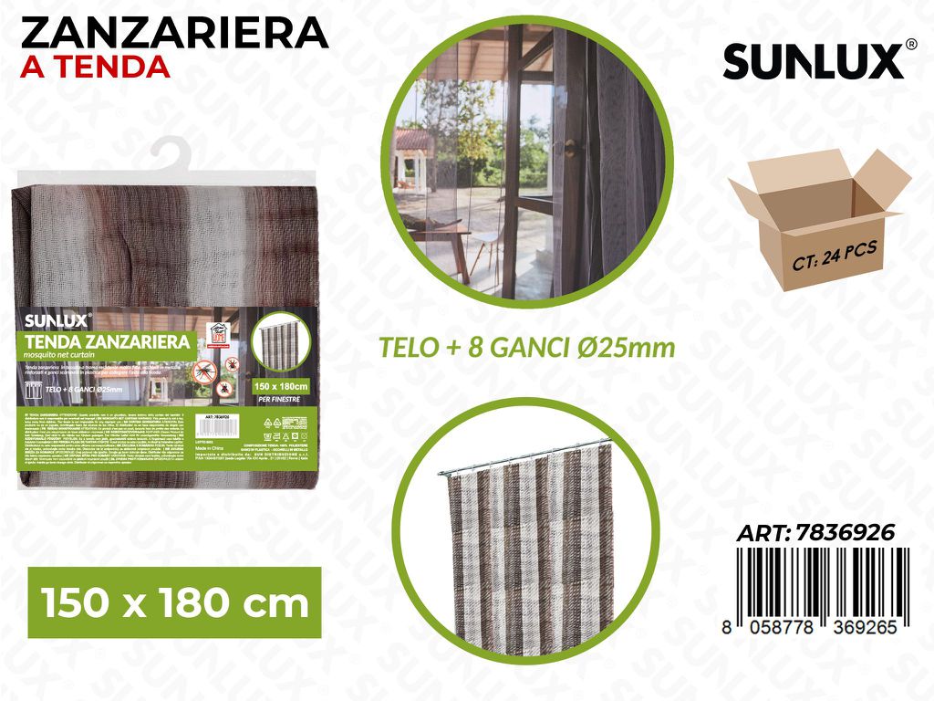 Sunlux Tenda Zanzariera c/Ganci 150*180CM
