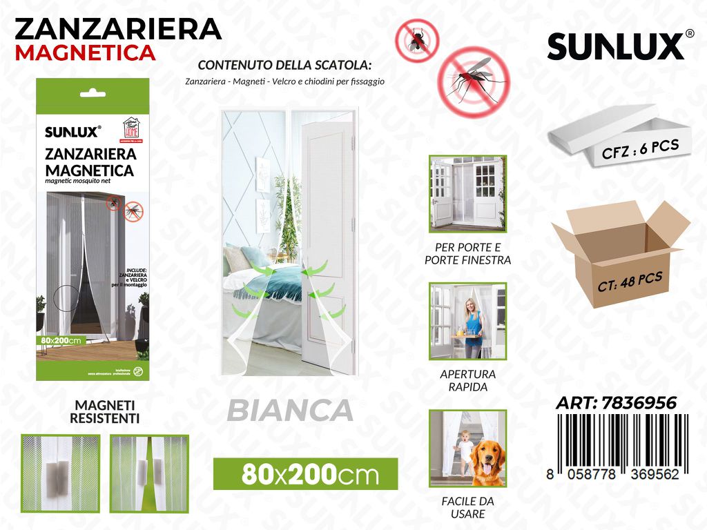 Sunlux Zanzariera Magnetica Bia. 80*200CM
