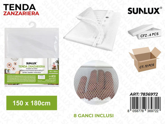 Sunlux Tenda Zanzariera c/Ganci 150*180CM