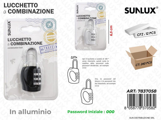 Lucchetto a Combinazione Allum. 2COL. 6.5CM
