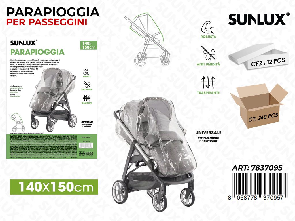 Sunlux Parapioggia Passeggino 140*150CM