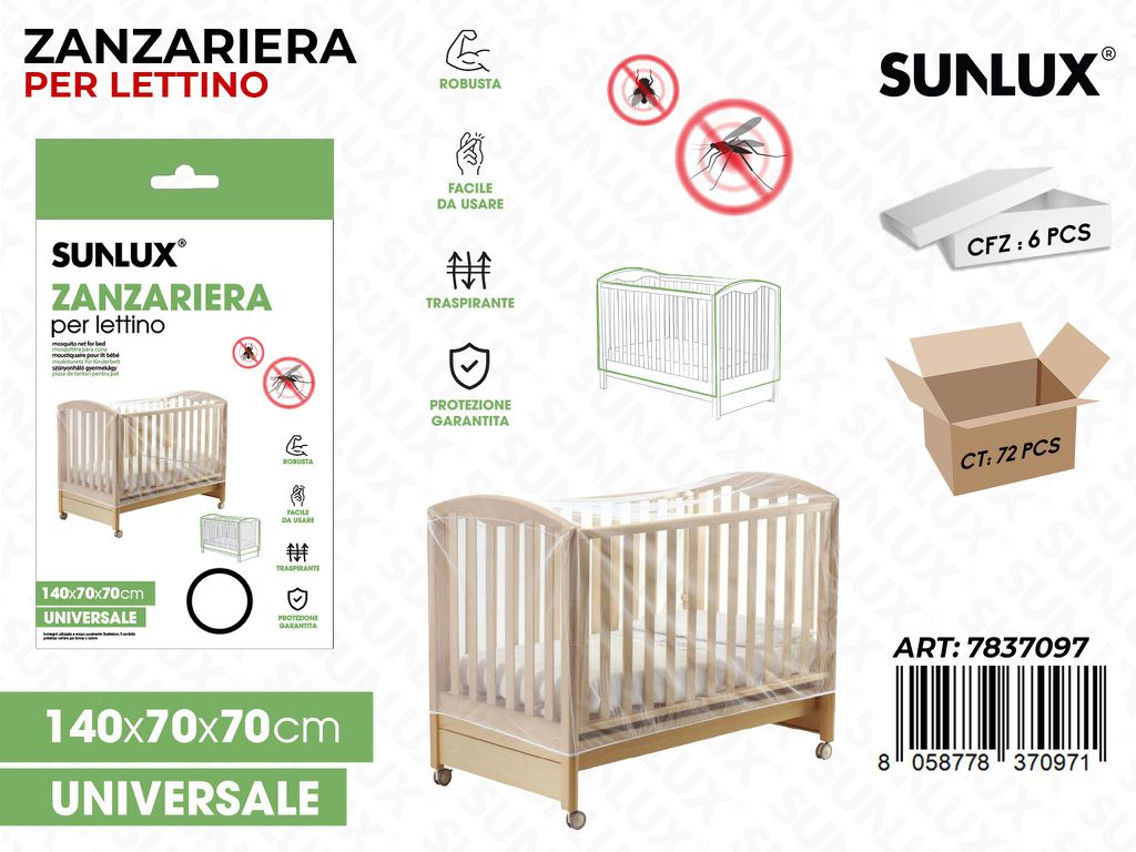 Sunlux Zanzariera per Lettino 140*70*70CM